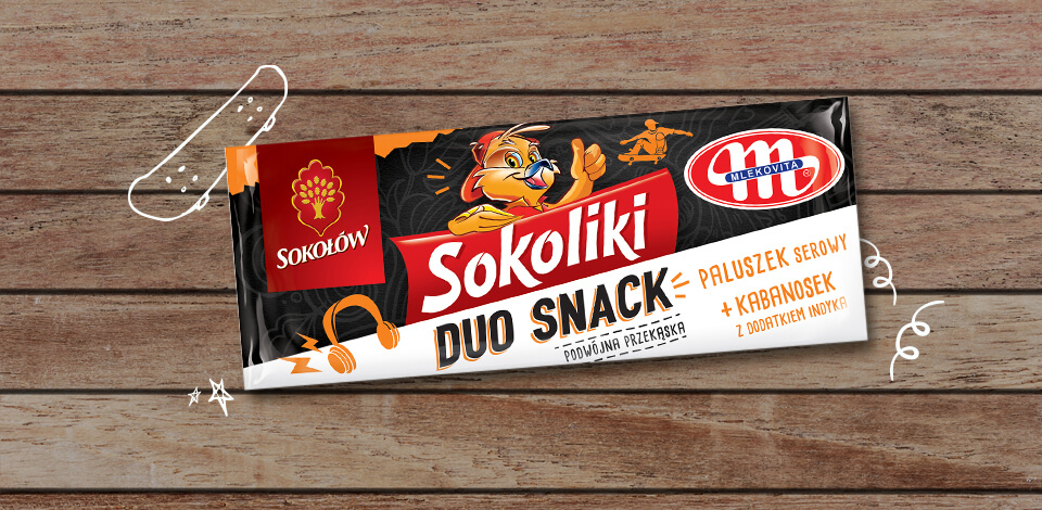Sokoliki Duo Snack pork kabanos sausage with turkey & cheese stick