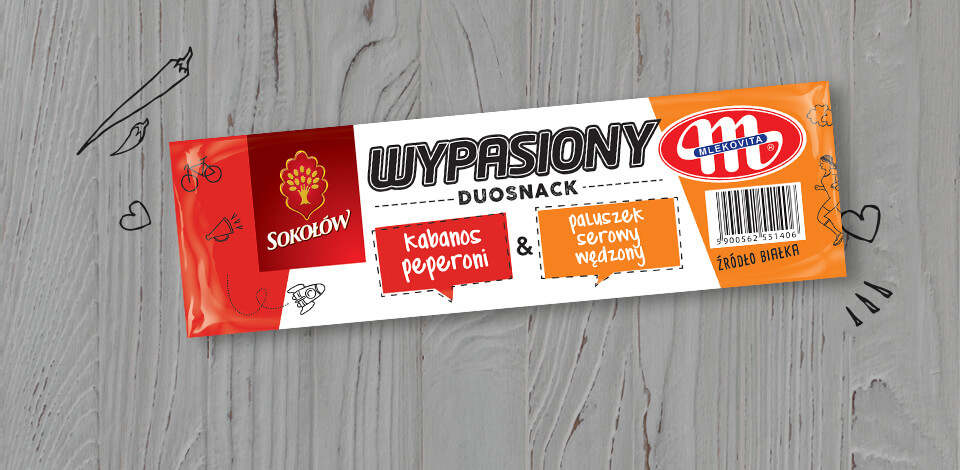 Wypasiony DuoSnack pepperoni kabanos sausage & cheese stick with smoked cheese