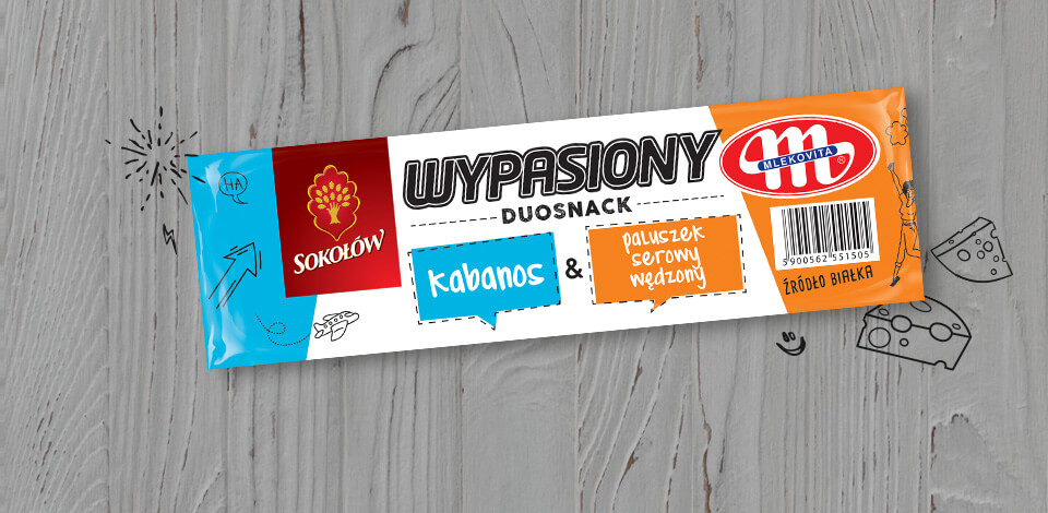 Wypasiony DuoSnack pork kabanos sausage & cheese stick with smoked cheese